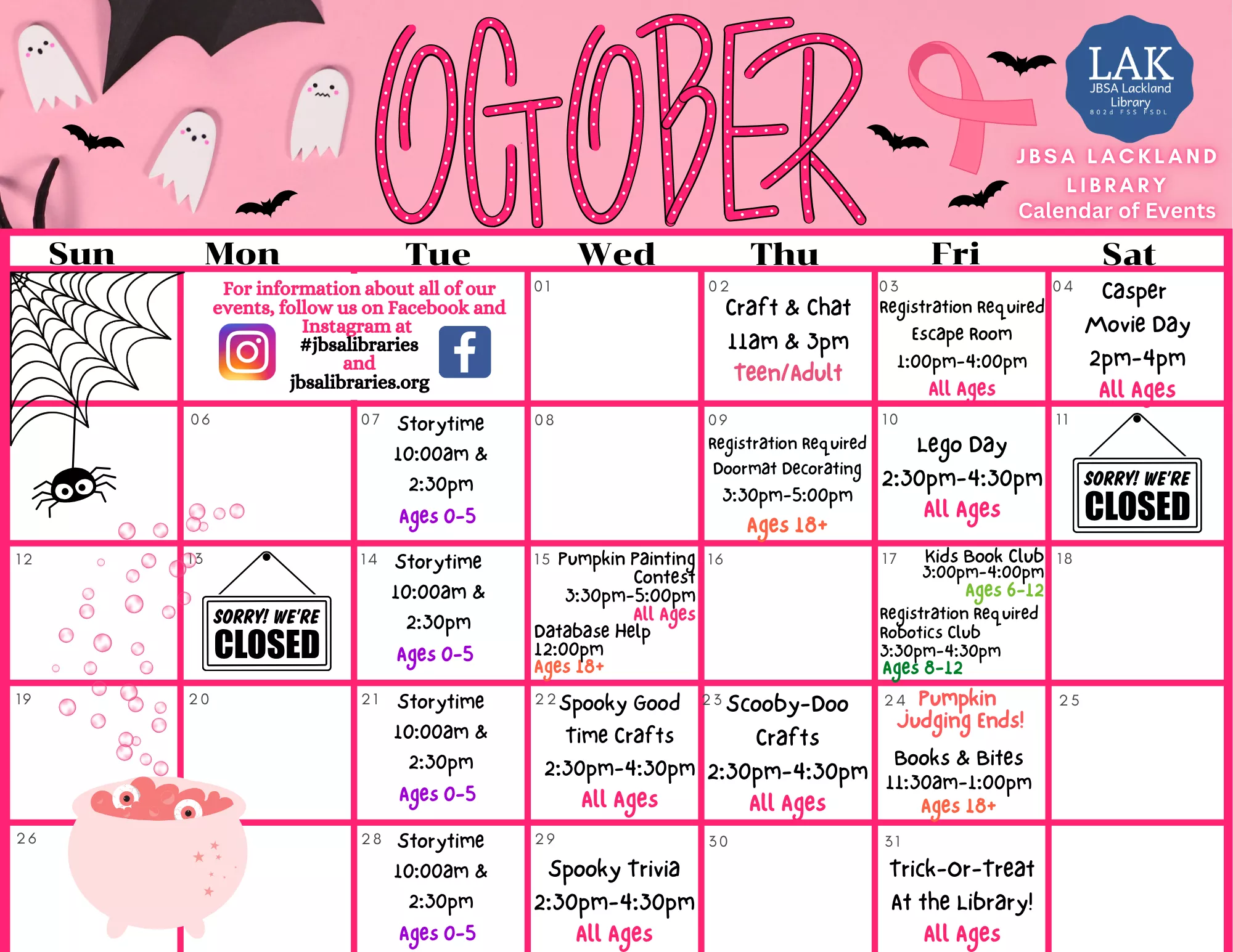 October Monthly Calendar