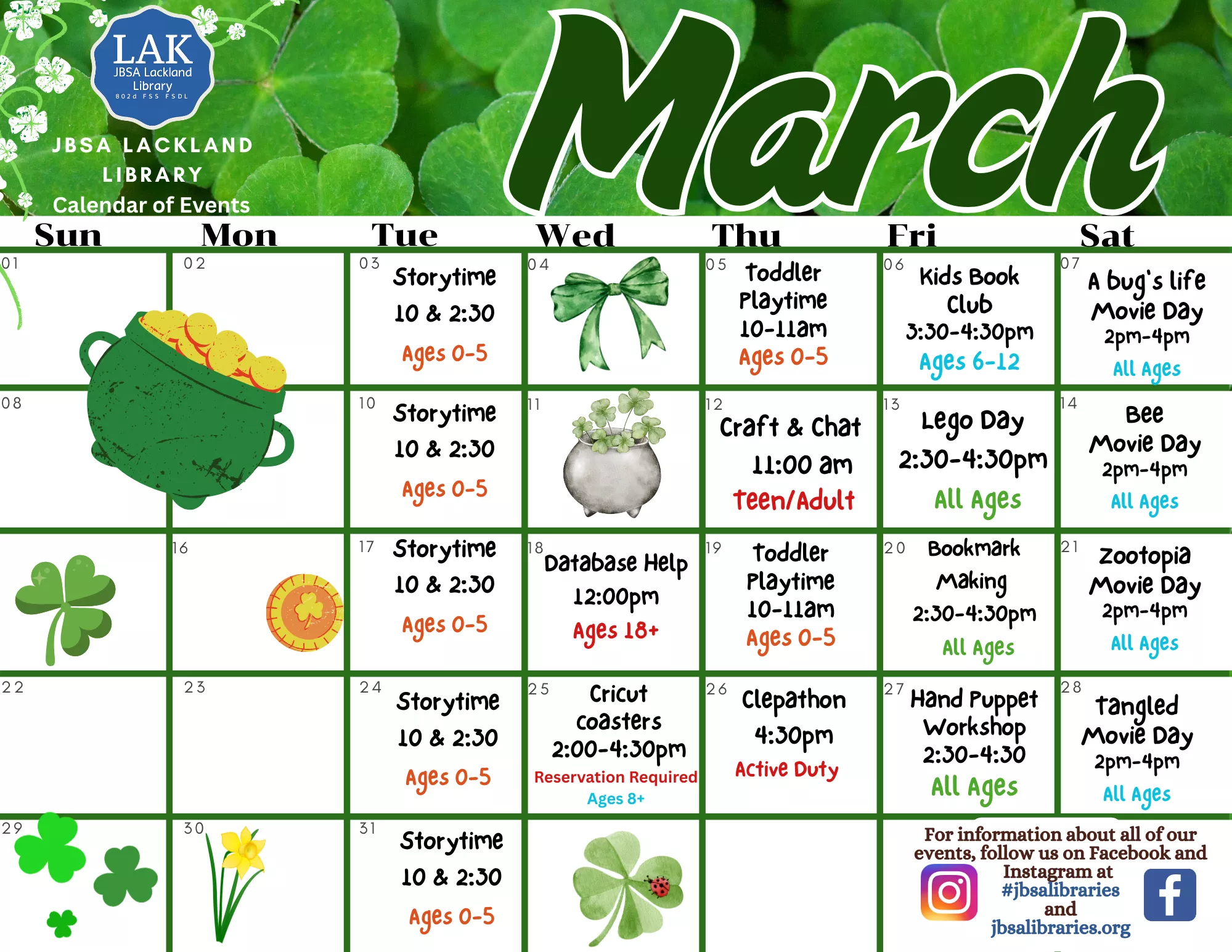 March Calendar of Events