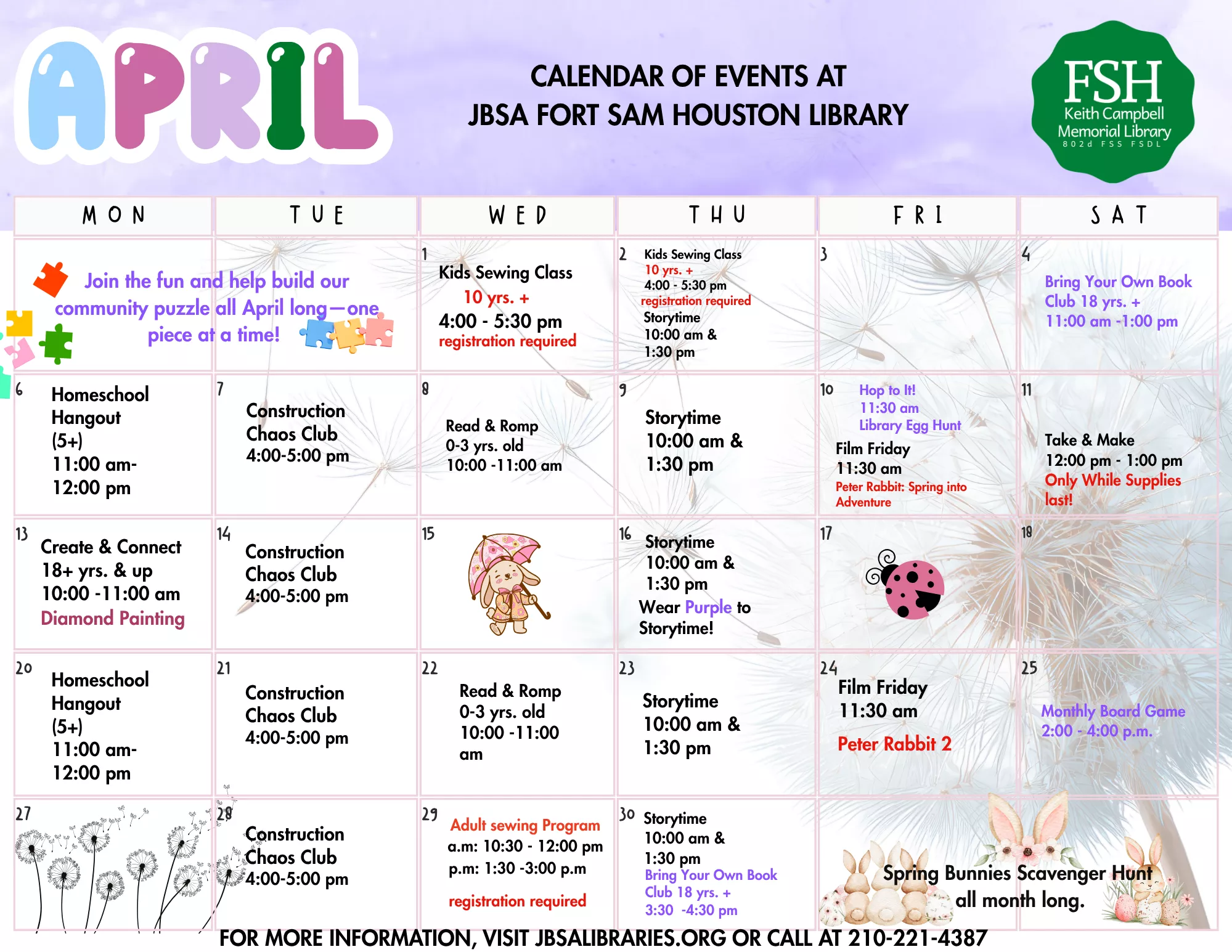 April Calendar of Events