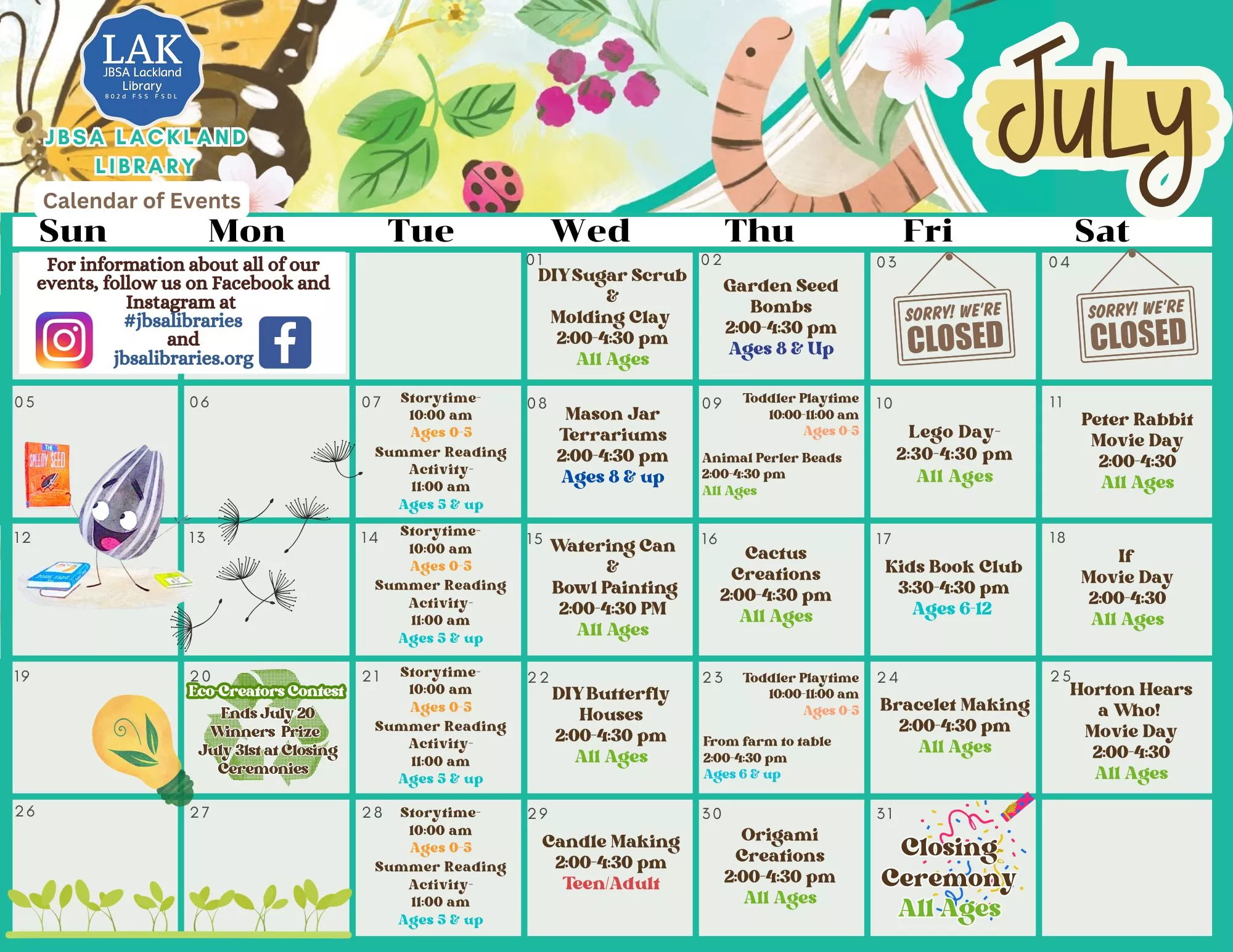 July Calendar of Events