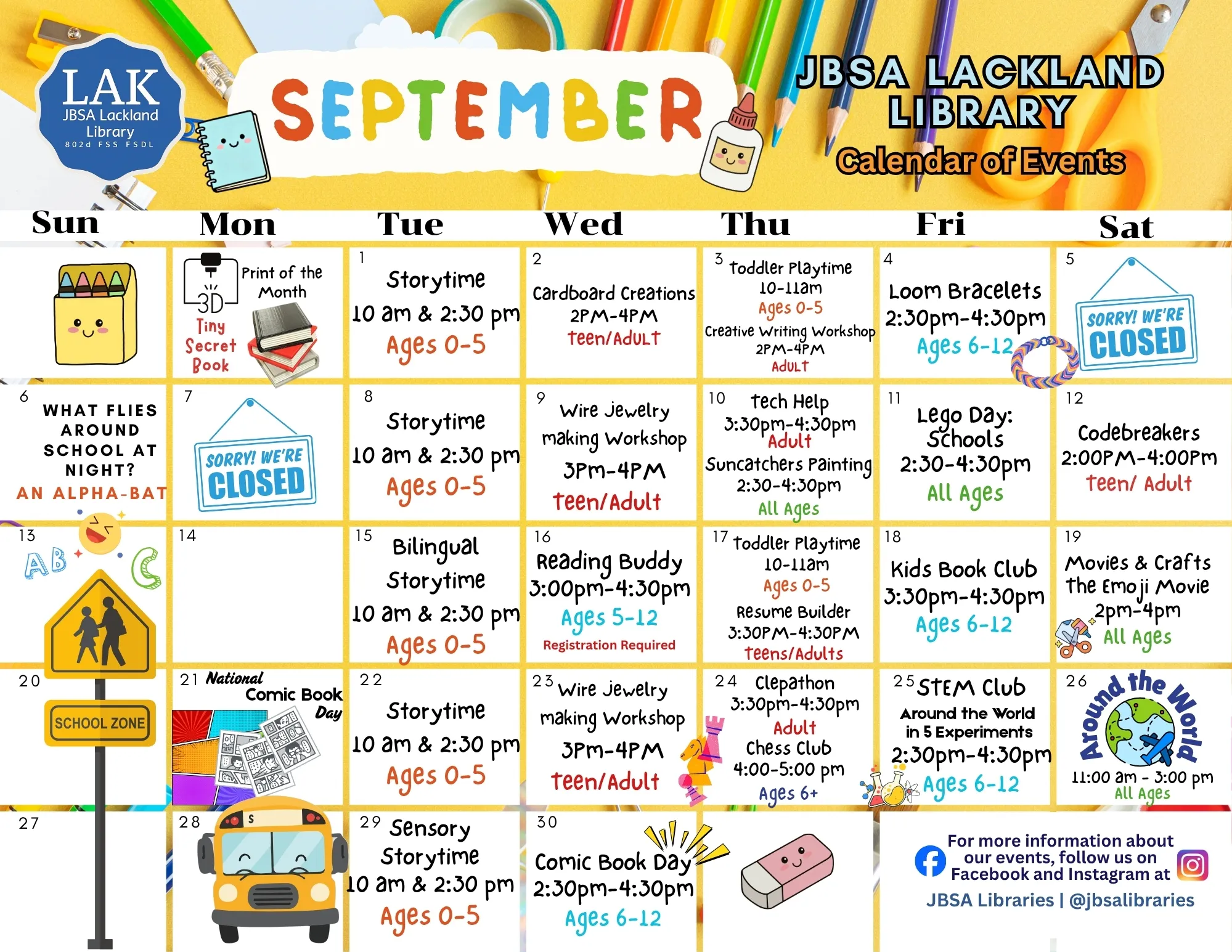 September Calendar of Events Lackland Library